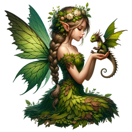 fairy and dragon fabric panel