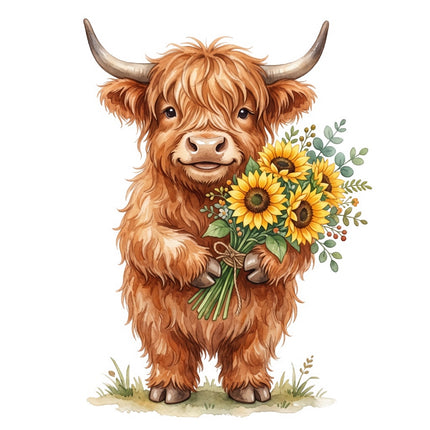 highland cow fabric panel