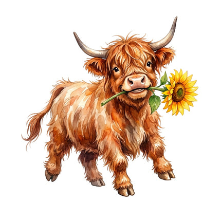 highland cow fabric panel