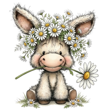 donkey and daisies fabric panel