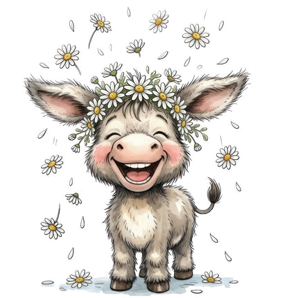 donkey and daisies fabric panel