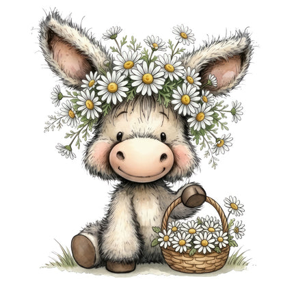 donkey and daisies fabric panel