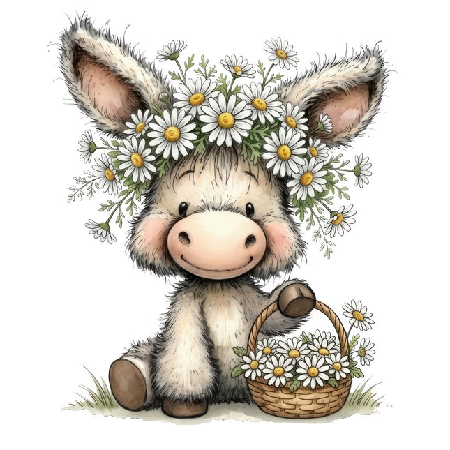 donkey and daisies fabric panel