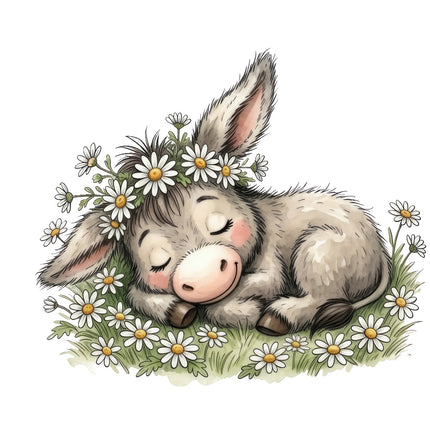 donkey and daisies fabric panel