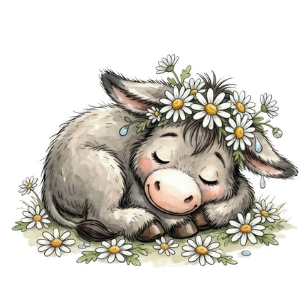 donkey and daisies fabric panel