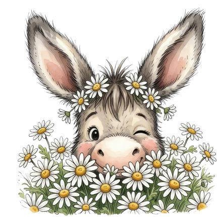 donkey and daisies fabric panel