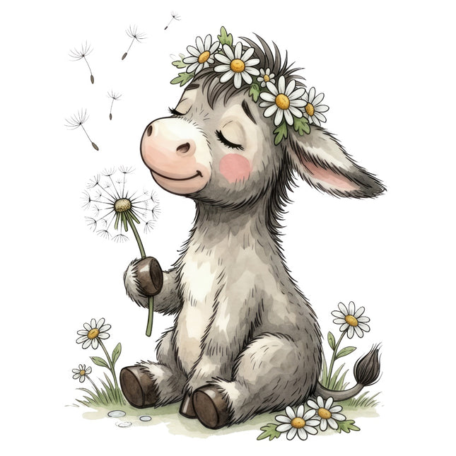 donkey and daisies fabric panel