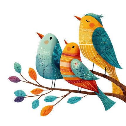 colorful birds fabric panel