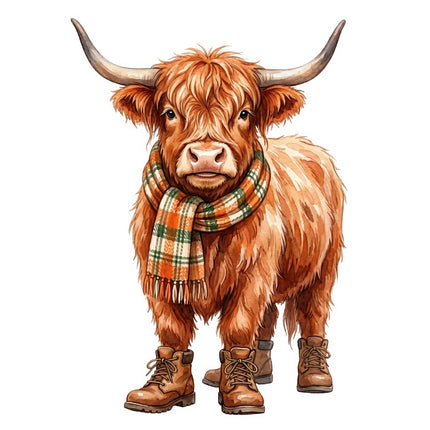 highland cow fabric panel