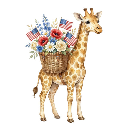 patriotic giraffe fabric panel