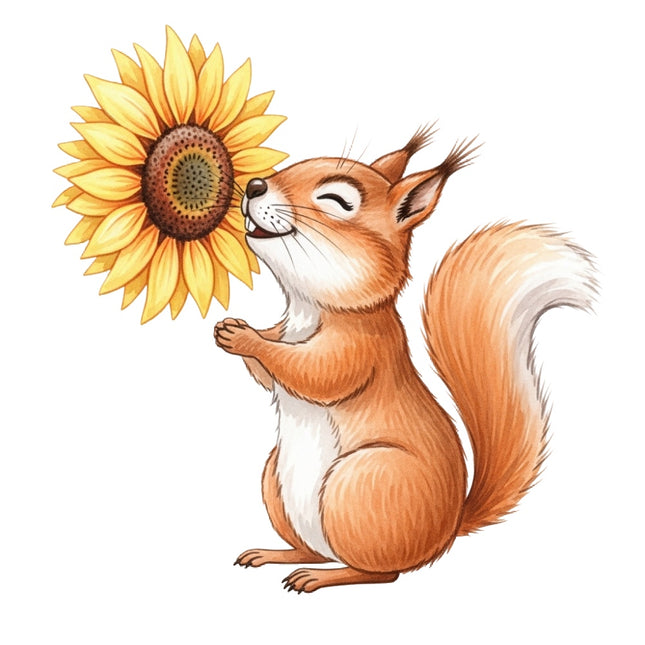 squirrel and sunflower quilt square