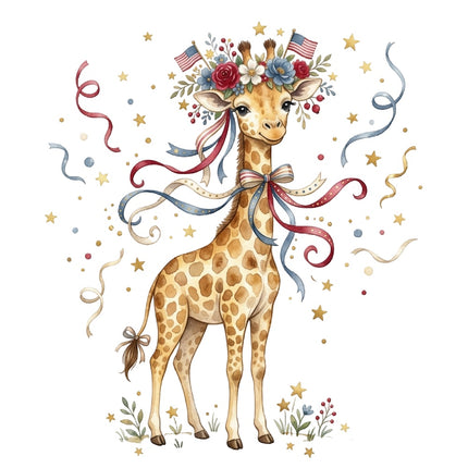 patriotic giraffe fabric panel