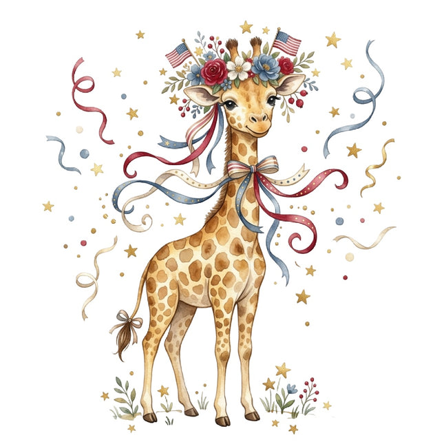 patriotic giraffe fabric panel