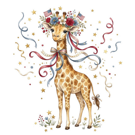 patriotic giraffe fabric panel