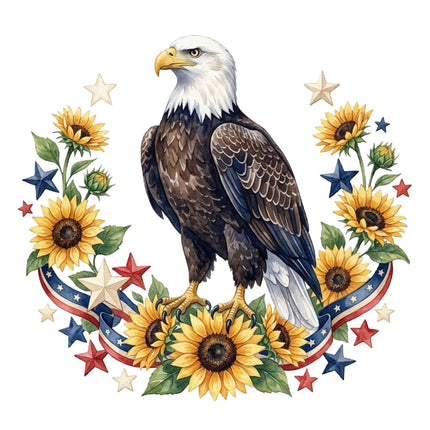 eagle and sunflowers fabric panel