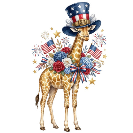 patriotic giraffe fabric panel