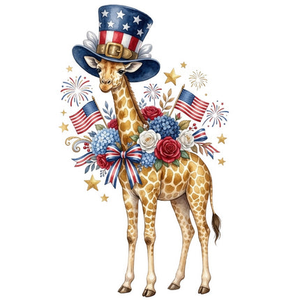 patriotic giraffe fabric panel