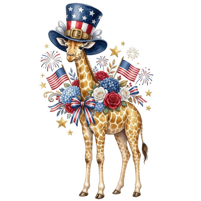 patriotic giraffe fabric panel