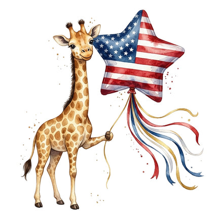 patriotic giraffe fabric panel
