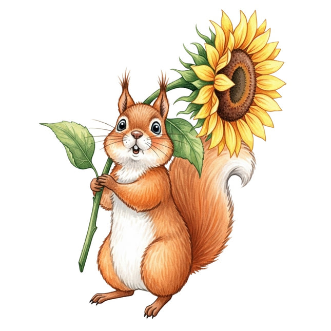 squirrel and sunflower quilt block