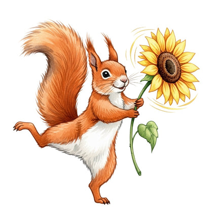 squirrel and sunflower quilt block