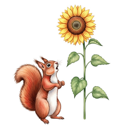 squirrel and sunflower quilt block