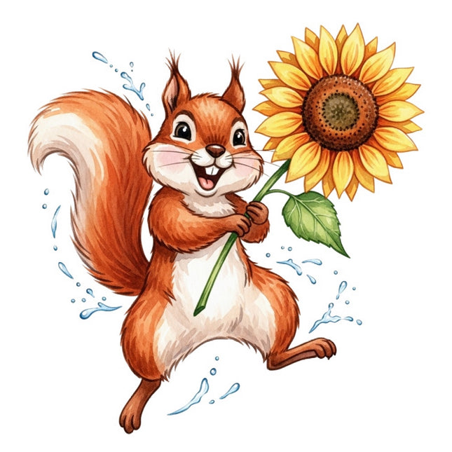 squirrel and flower fabric panel
