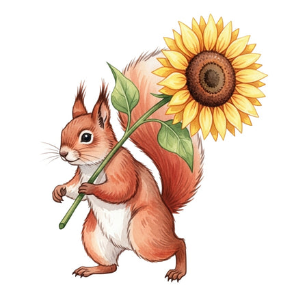 squirrel and sunflower fabric panel