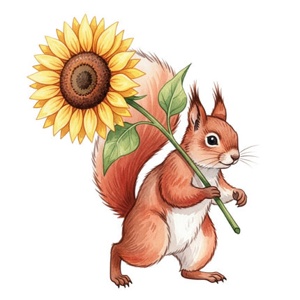 squirrel and sunflower fabric panel