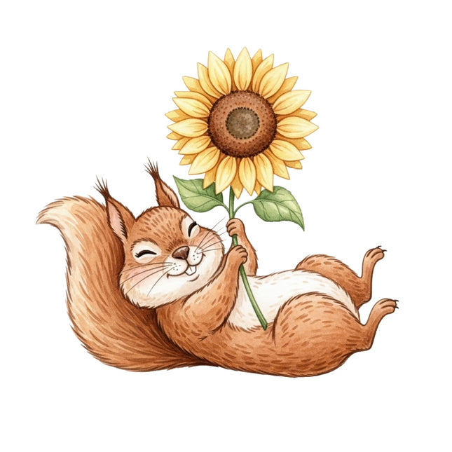 squirrel and sunflower fabric panel