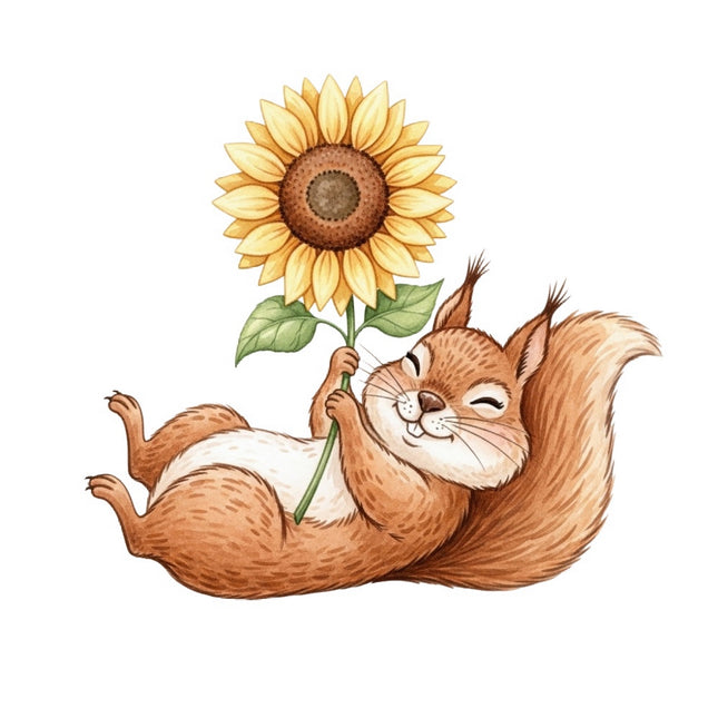 squirrel and flower fabric panel