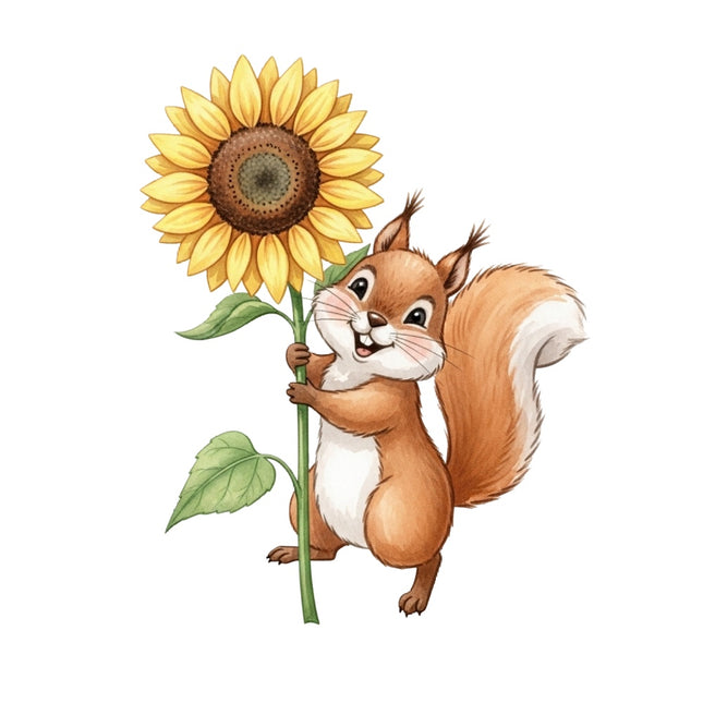 squirrel and sunflower fabric panel