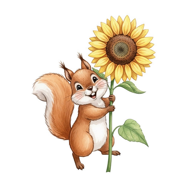 squirrel and sunflower fabric panel