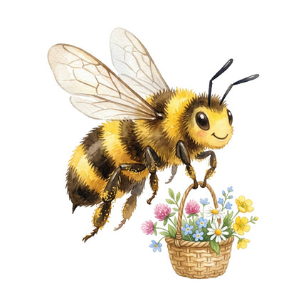 floral bee fabric panel