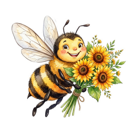 floral bee fabric panel