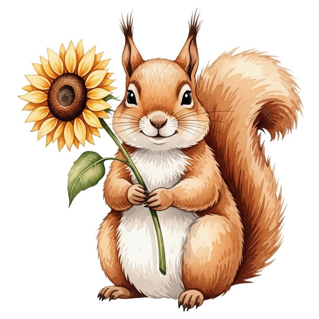 squirrel and sunflower fabric panel