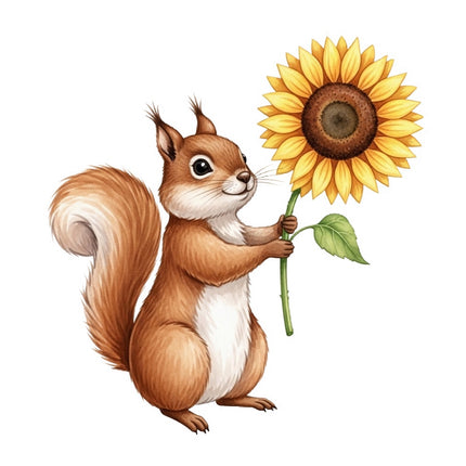 squirrel and sunflower fabric panel