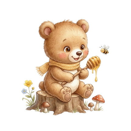teddy bear and bee quilt square