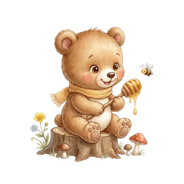 teddy bear and bee quilt square