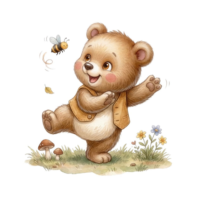 teddy bear and bee quilt square