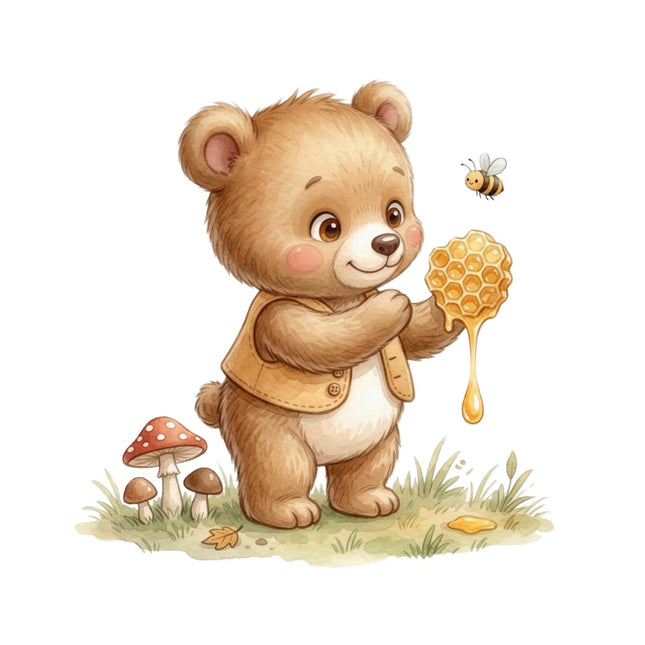 teddy bear and bee quilt square