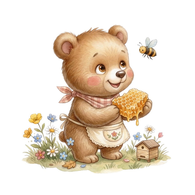 teddy bear and bee quilt square