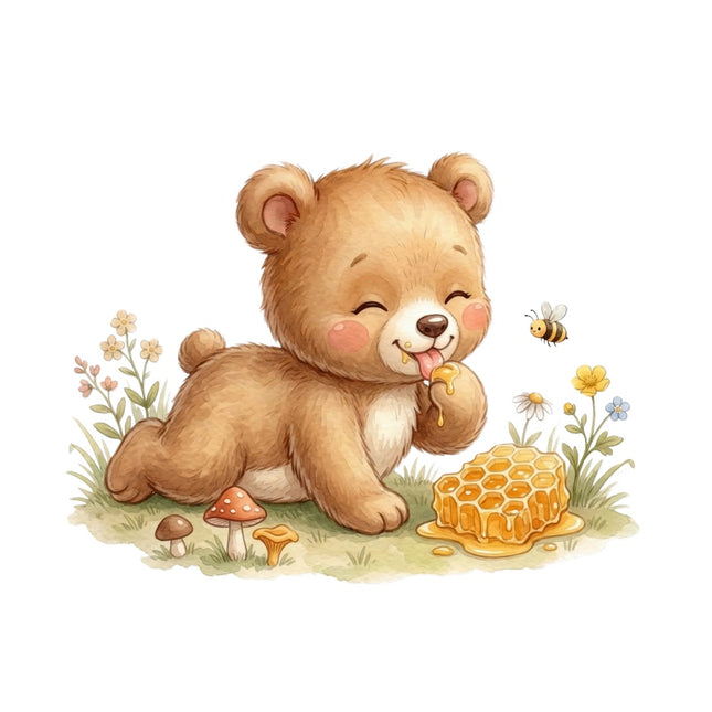 teddy bear and bee quilt square