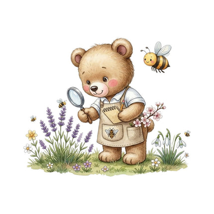 teddy bear and bee quilt square