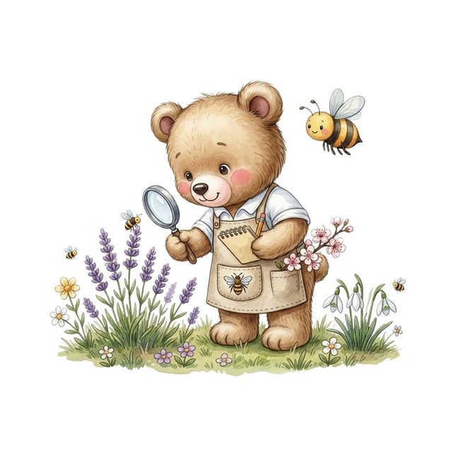 teddy bear and bee quilt square