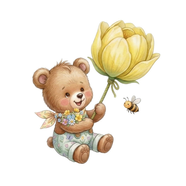 teddy bear and bee quilt square