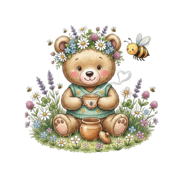 teddy bear and bee quilt square