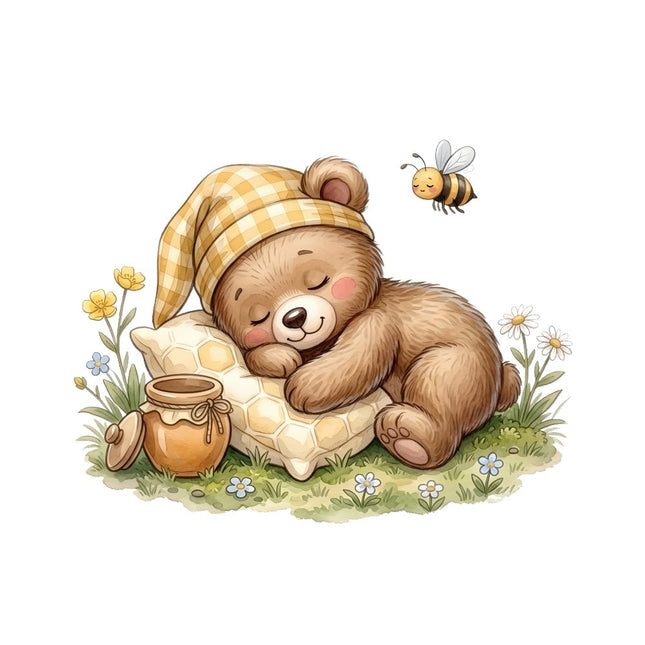 teddy bear and bee quilt square