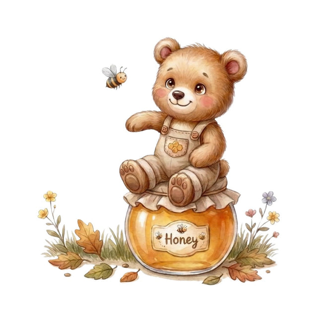 teddy bear and bee quilt square