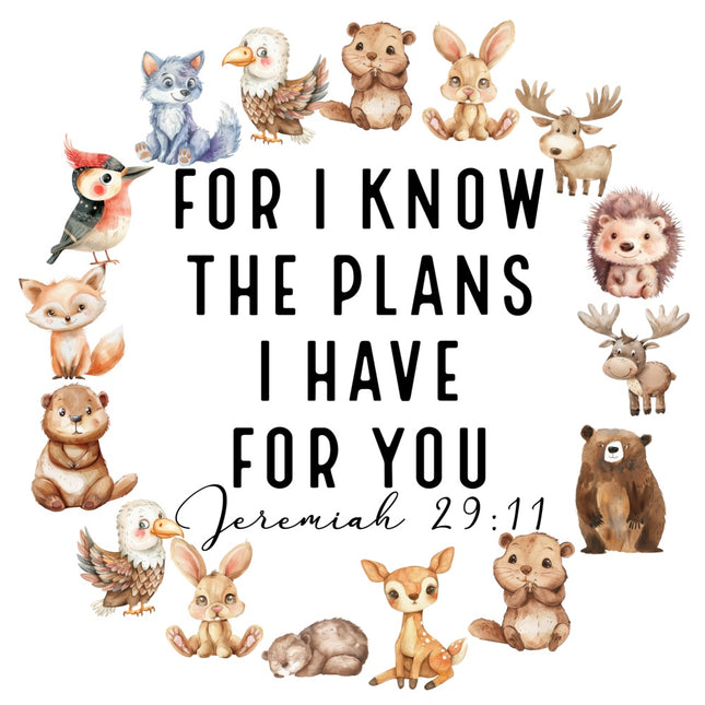 Nursery Animals Jeremiah 29:11 Scripture 100% Cotton Fabric Panel Block AQ7855